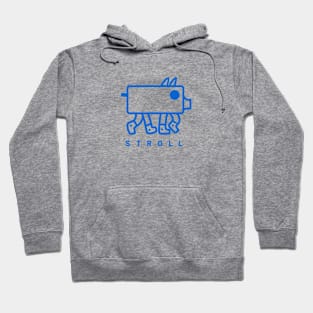 Minimalist, geometric design of a cute weird pig in blue ink Hoodie